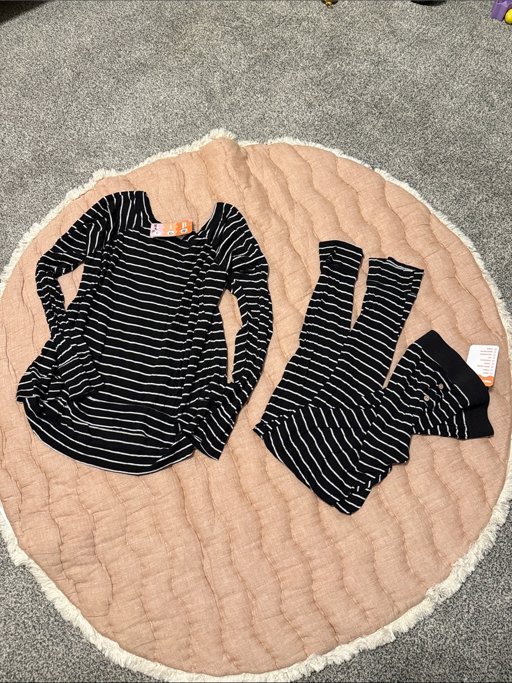Black and white striped pajama set
